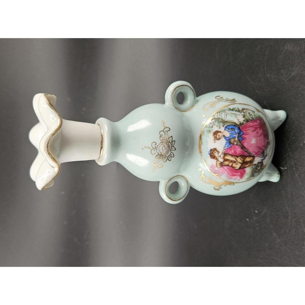 Vtg TILSO 1950s Bud Vase Japan Rococo Powder Blue Figural Kitsch Romantic